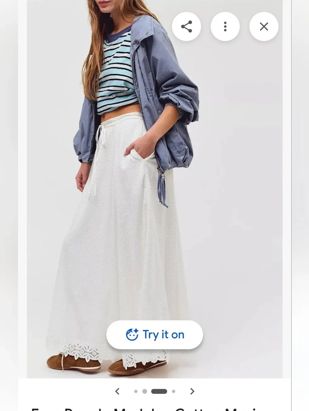 NWT Free People Madelyn Cotton Maxi Skirt Set – Sugar Swizzle – Large